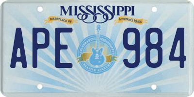 MS license plate APE984