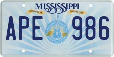 MS license plate APE986