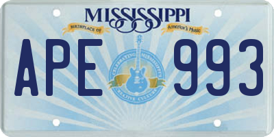 MS license plate APE993