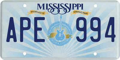 MS license plate APE994