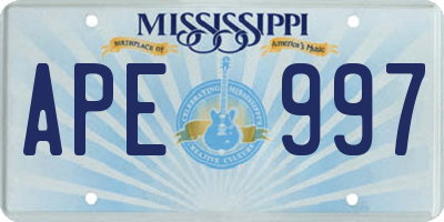 MS license plate APE997