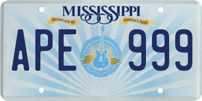 MS license plate APE999