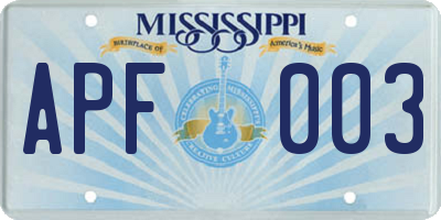MS license plate APF003