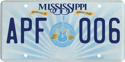 MS license plate APF006