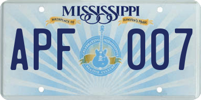 MS license plate APF007