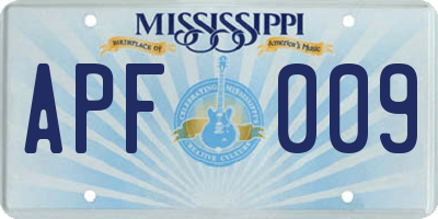 MS license plate APF009