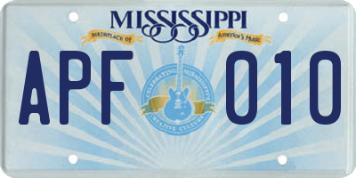 MS license plate APF010