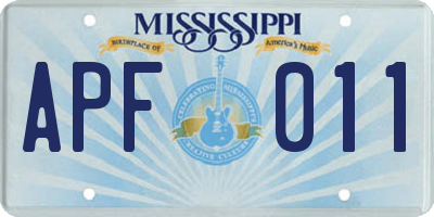 MS license plate APF011