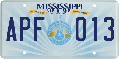 MS license plate APF013