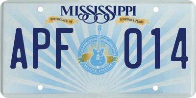 MS license plate APF014