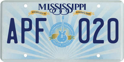 MS license plate APF020