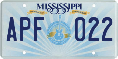 MS license plate APF022