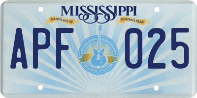 MS license plate APF025