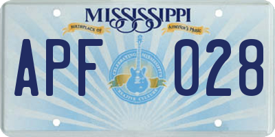 MS license plate APF028