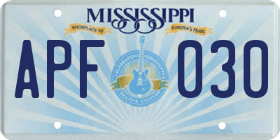 MS license plate APF030
