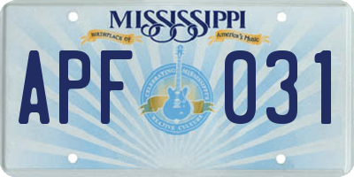 MS license plate APF031
