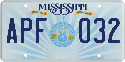 MS license plate APF032