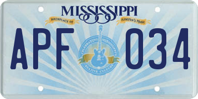 MS license plate APF034