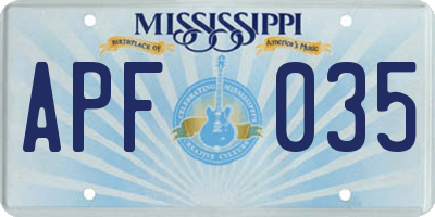 MS license plate APF035