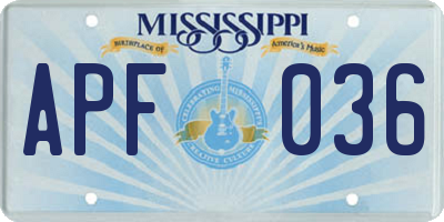 MS license plate APF036