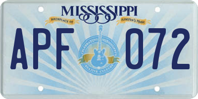 MS license plate APF072