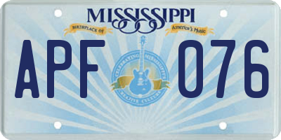 MS license plate APF076