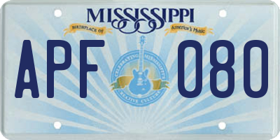 MS license plate APF080