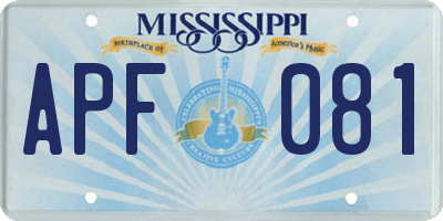 MS license plate APF081