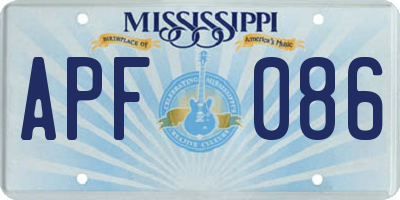 MS license plate APF086