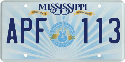 MS license plate APF113