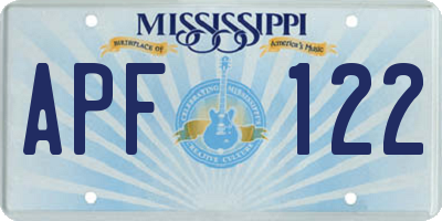 MS license plate APF122