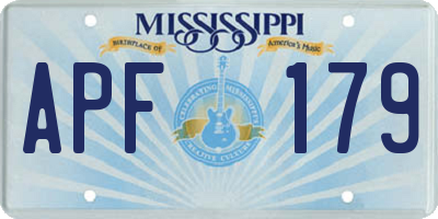 MS license plate APF179