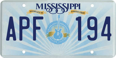 MS license plate APF194