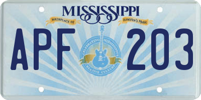 MS license plate APF203
