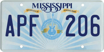 MS license plate APF206