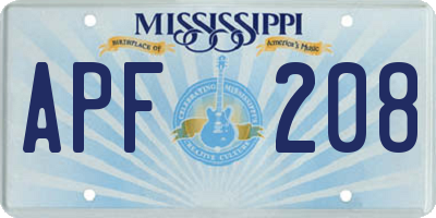 MS license plate APF208