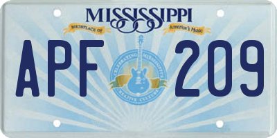 MS license plate APF209