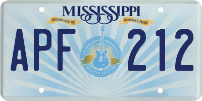 MS license plate APF212