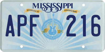 MS license plate APF216