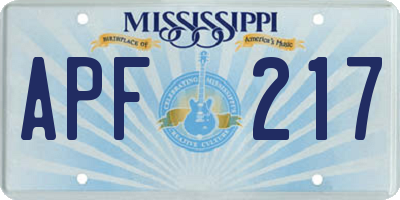 MS license plate APF217