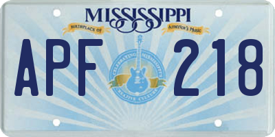 MS license plate APF218