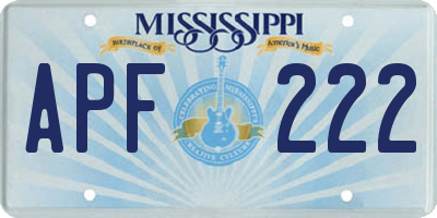 MS license plate APF222