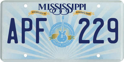 MS license plate APF229