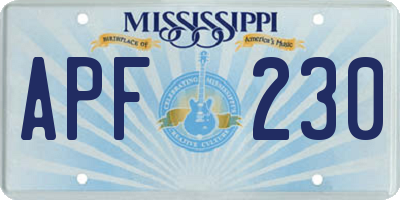MS license plate APF230
