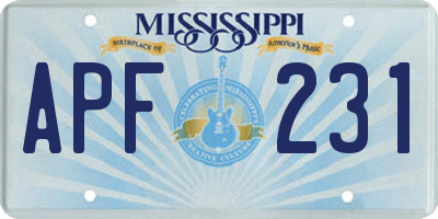 MS license plate APF231