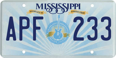 MS license plate APF233