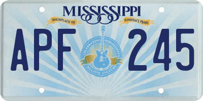 MS license plate APF245