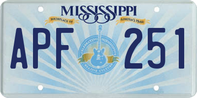 MS license plate APF251