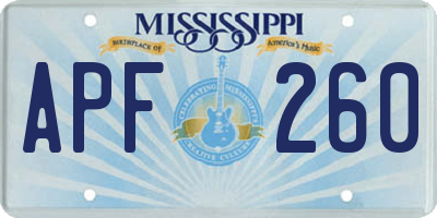MS license plate APF260