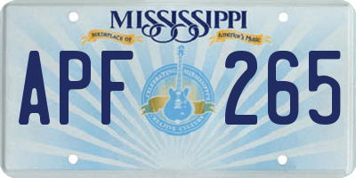 MS license plate APF265